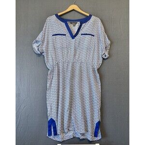 TOMMY BAHAMA Blue Casual  Cotton Blend Dress Size Medium Beach Lightweight